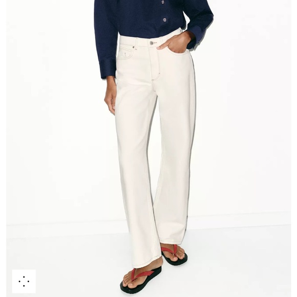 Zara Denim - Zara STRAIGHT HIGH-WAIST ANKLE JEANS ECRU size 4